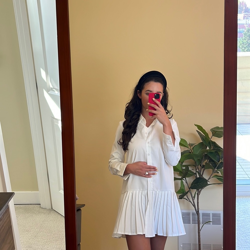 White pleated dress